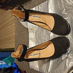 Karl Lagerfeld Embellished Black Suede Pumps